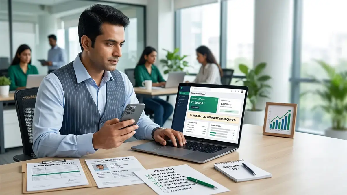 Indian employee checking EPF interest credit status and troubleshooting a delayed update