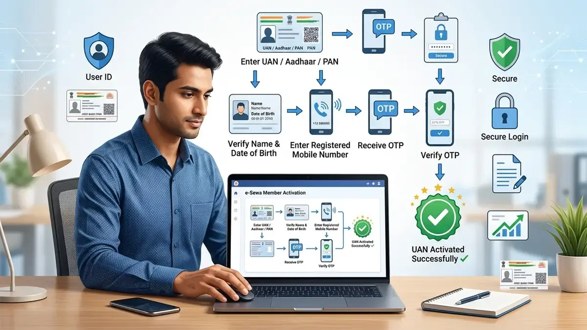 Step-by-step process to activate UAN on the EPFO Member e-Sewa portal